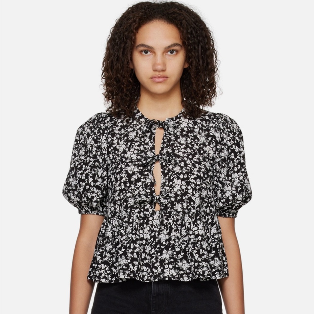 Ganni Floral Peplum Top Size 40